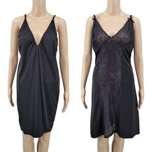 DREAM girl and Body Form Women's Plus Size Black Lace Chemise Negligee Lot of 2